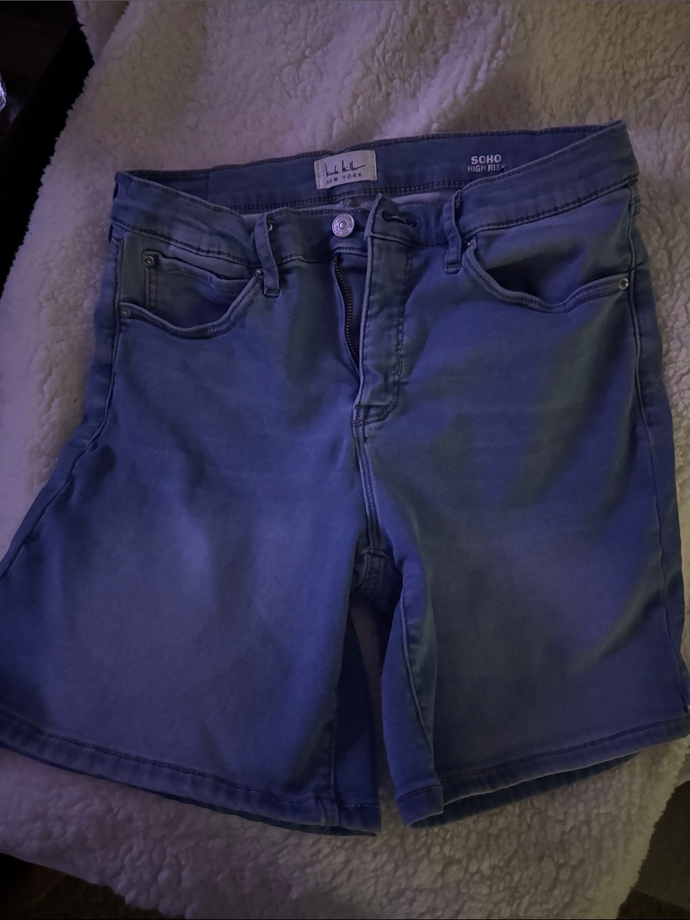Nicole Miller Blue High-Rise Jean Shorts